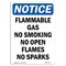 Signmission OSHA Notice Sign, 24" Height, Rigid Plastic, Flammable Gas No Smoking Open Sign, Portrait OS-NS-P-1824-V-12758 - alternate 1